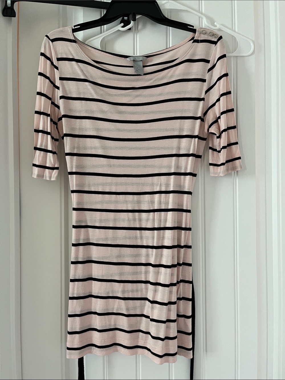H&M Light Pink and Black Striped Midi Tunic